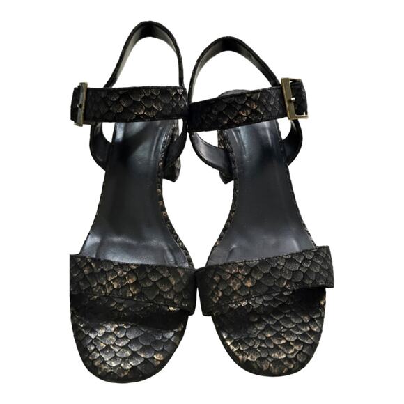 Vaneli Snakeskin Block Heel Ankle Strap Sandals Size‎ 8 W Wide - Picture 1 of 13
